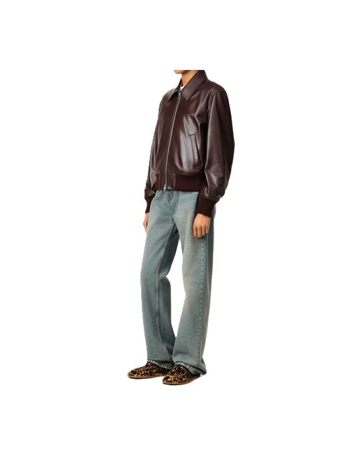 Giacca in pelle d'agnello liscia. Ami Paris | FJK850.LH0068A235 DARKCHERRY